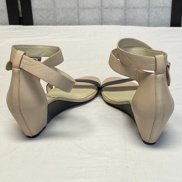 BCBGeneration Low Wedge Ankle Wrap Strap Leather Upper Vivian Sandal Blush Black - Picture 7 of 12